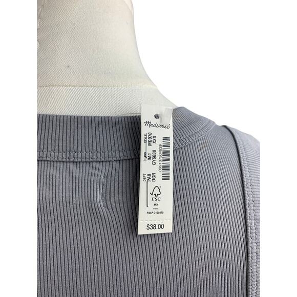 Women's Madewell Gray Soft Stretchy Polyester Tank Top - Size XXS - Picture 6 of 7